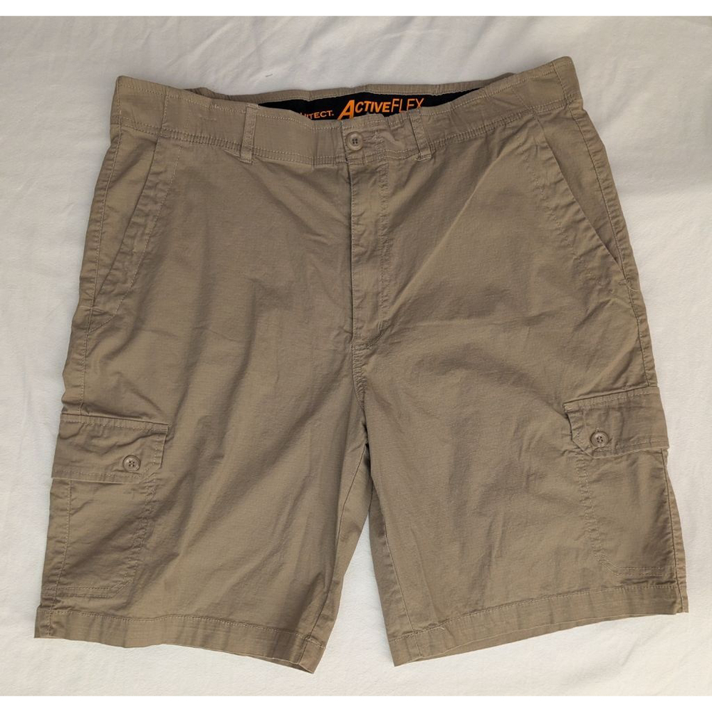 Architect‎ Active Flex Cargo Shorts Tan Men's Sz 38 Cotton Blend Comfort Waist